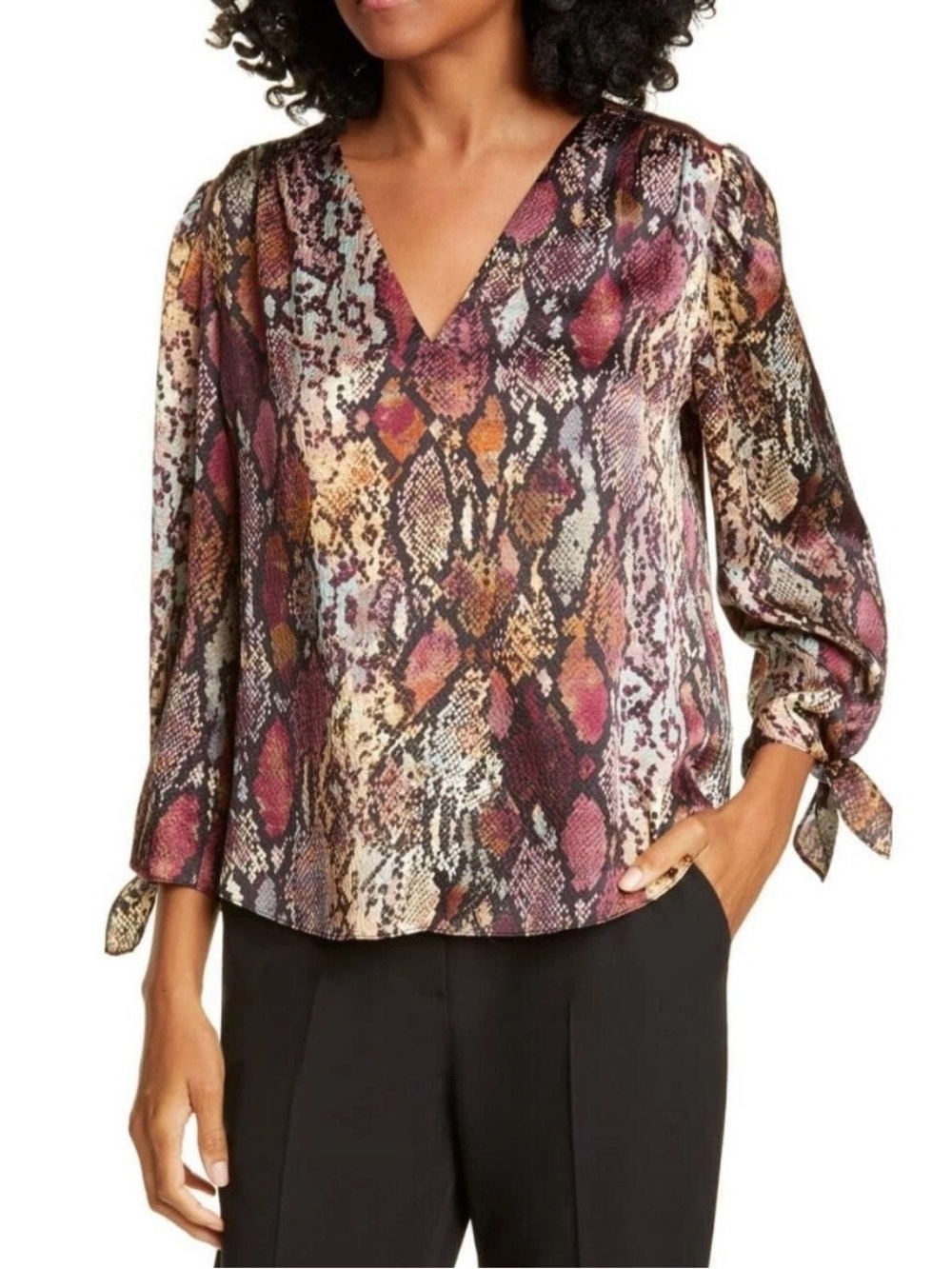 Rebecca Taylor 100% Silk Snakeskin Print Blouse